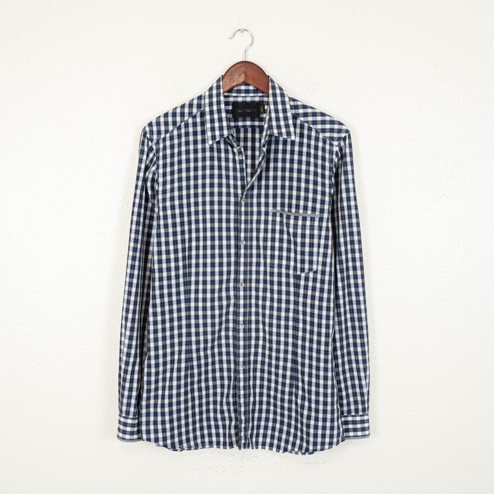 DIESEL Black Gold Men's Button up Shirt Blue Plaid Cotton size 48